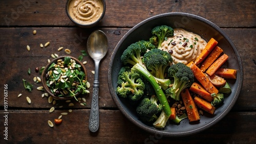 grilled vegetables and herbs
