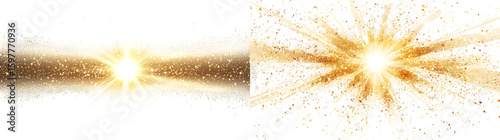 a gold flare vector in center isolated on a transparent background