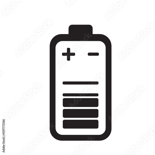 A simple illustrated battery icon showing varying levels of charge and electrical power depletion against a white background