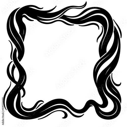 Silhouette square frame with horse tail hair, equine beauty design