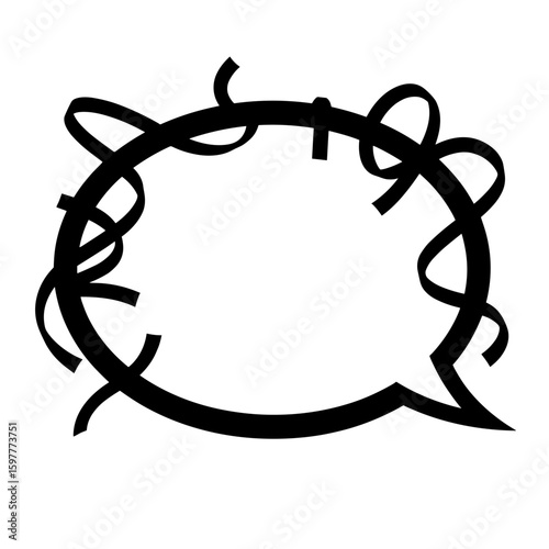 Silhouette speech bubble with streamer ribbon – Decorative joy celebration, festive design