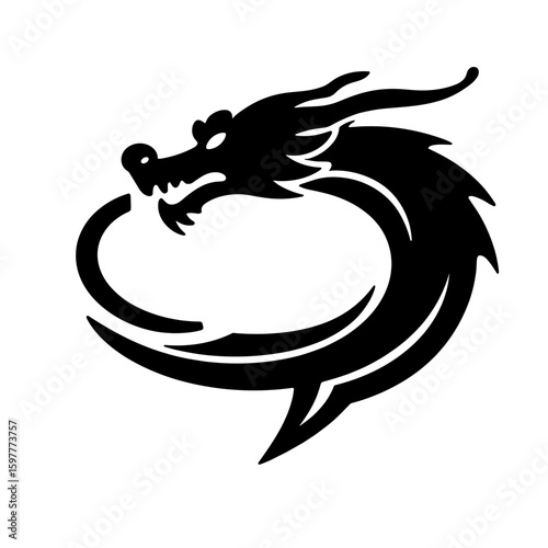 Dragon silhouette speech bubble – Chinese New Year cultural symbolism
