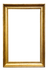 Gilded vintage picture frame with transparent background, png image.