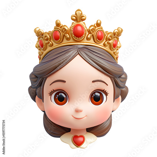 queen overhead view realistic very slight shadow plastic claymation simple graphic minimalist minimalism white background, soft light overhead, polycount, photorealism