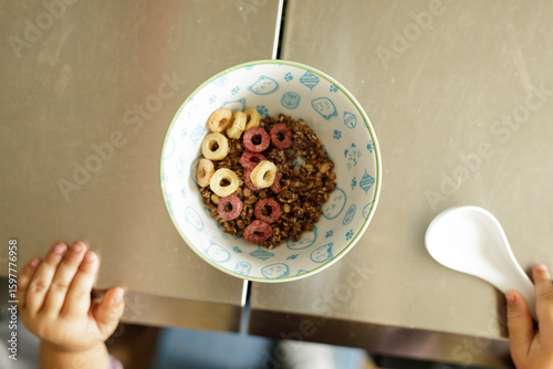 Yummy breakfast cereal in a...