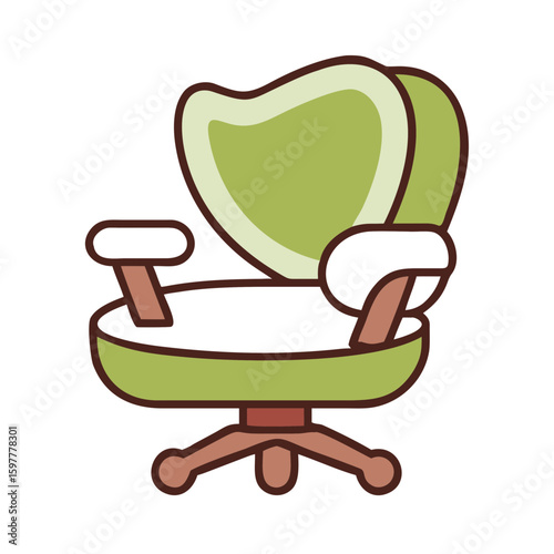 green armchair with a flower