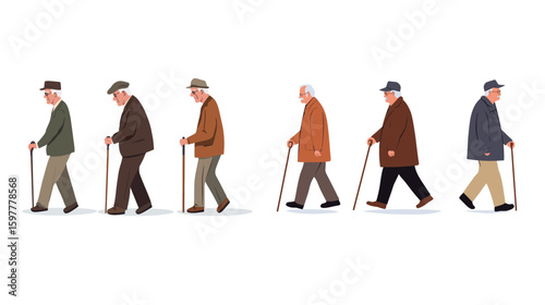 Two elderly gentlemen walking with canes outdoors, showcasing friendship, support, and active aging, capturing a timeless moment of companionship, health, and mobility for senior lifestyle 