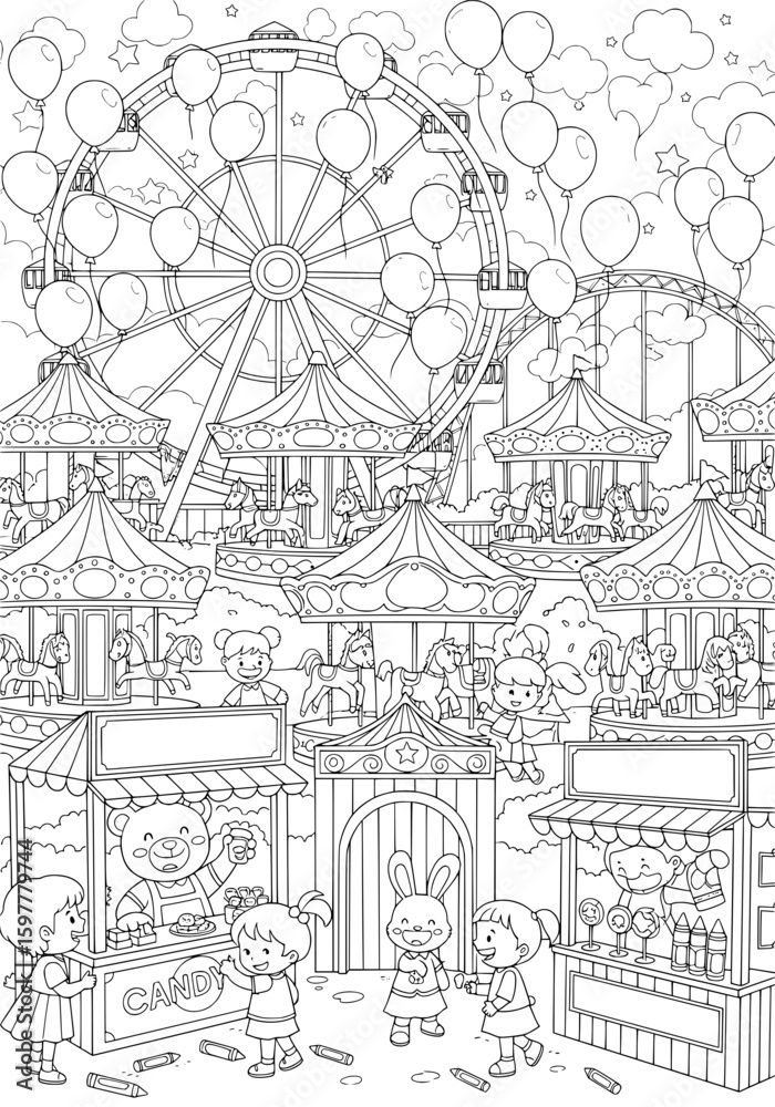 Obraz premium amusement park. coloring book