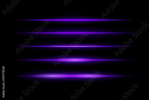 Glowing horizontal beams arranged in vertical stack with symmetrical light spread. Sharp edges fade smoothly into dark background, creating futuristic motion effect.