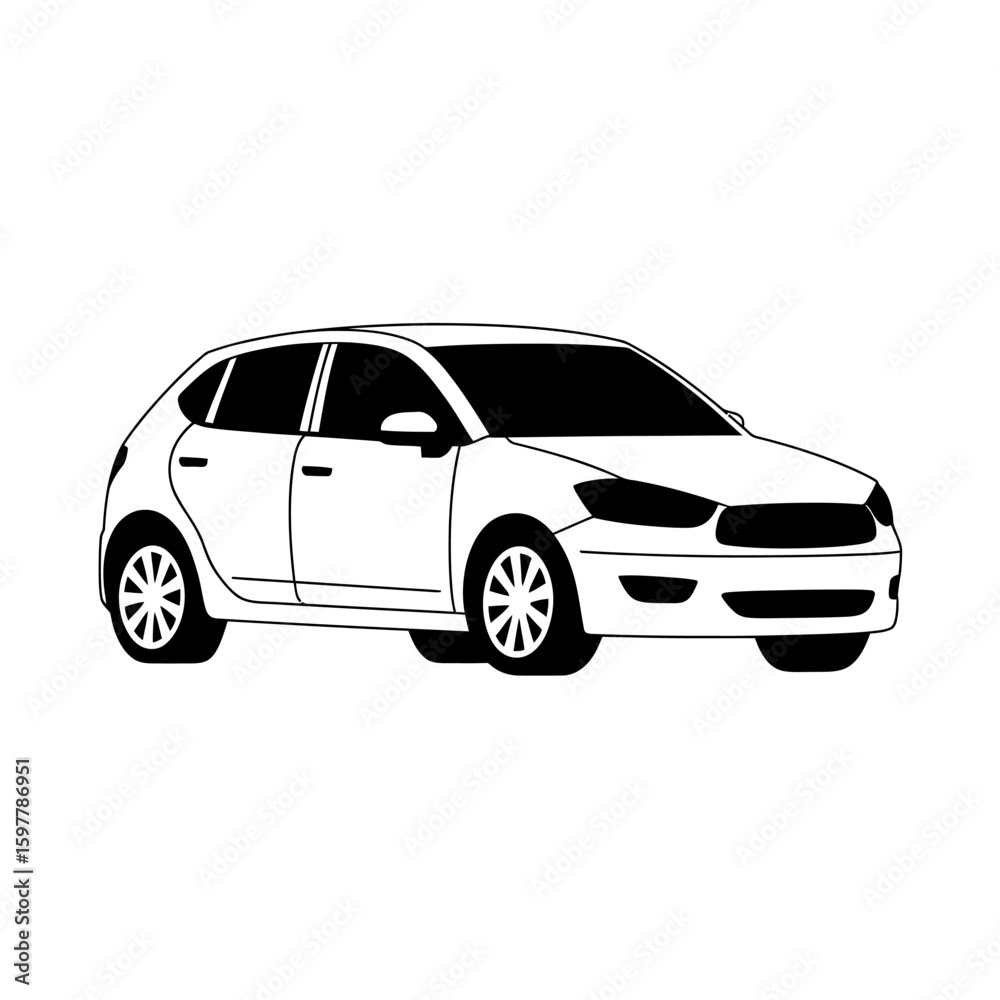 Obraz premium a-minimalist-black-and-white-illustration of Automobile concept 