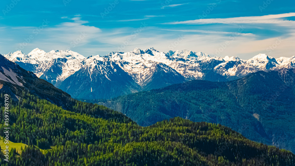 Obraz premium Alpine summer view at Mount Grubigstein,Lermoos, Reutte, Tyrol, Austria