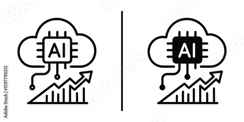 AI Cloud and Graph: A conceptual illustration of cloud computing powered by artificial intelligence.