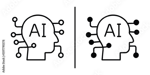 AI brain design: The illustration depicts an Artificial Intelligence brain, symbolizing technological advancement, intelligence, and innovation.