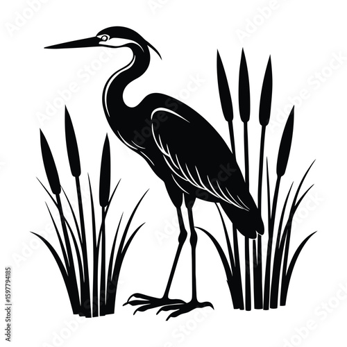 a minimalist silhouette of a great blue heron Stan.