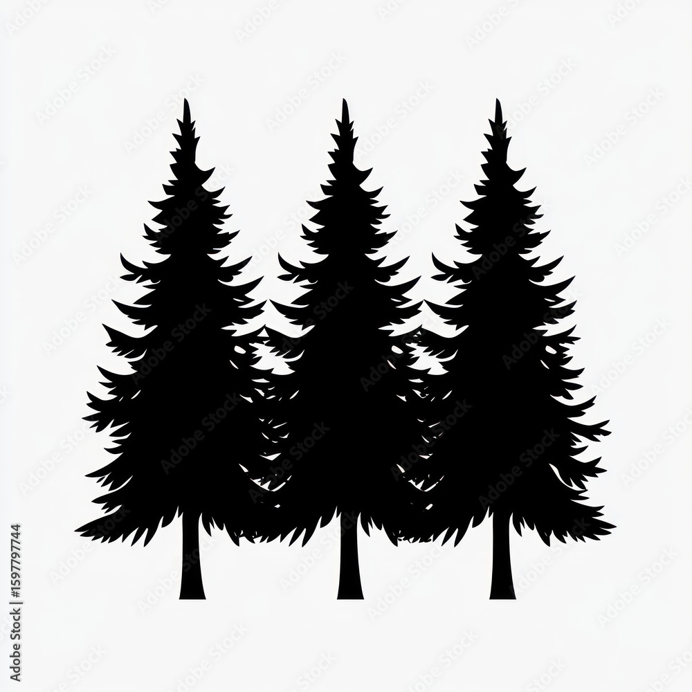 Obraz premium Three silhouette pine trees