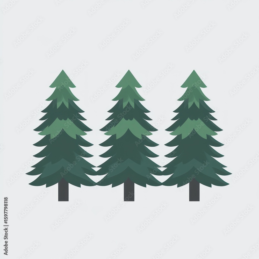 Obraz premium Three stylized evergreen trees