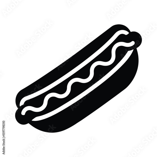 A minimalist icon illustration of Silhouette vector of a traditional hotdog