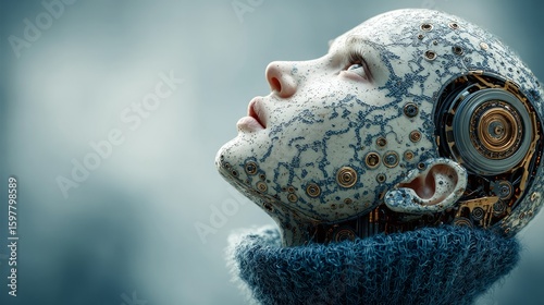 Futuristic Robot with Human-Like Features and Advanced Technology