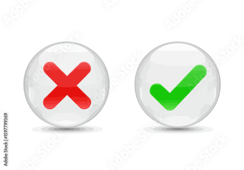 Visual Representation of Decision Making with Red Cross and Green Checkmark Symbols Indicating Incorrect and Correct Choices
