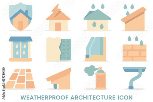 Weatherproof architecture vector illustration - design for icon sets in flat style
