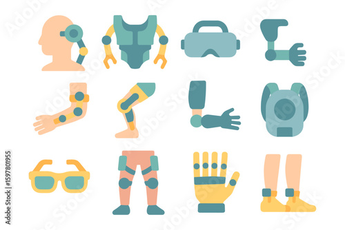 Wearable robotics vector illustration for innovative technology design