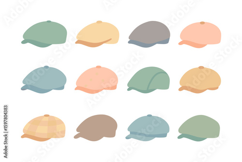 Flat style caps collection vector illustration for fashion design
