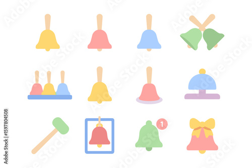 Pastel bell icons vector illustration for digital design and app interface