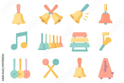 Musical instruments vector illustration for children's education in flat style