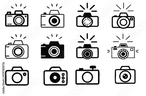 Camera icon set. Take photo and video camera icons collection.