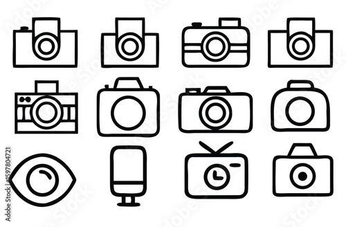 Camera icon set. Take photo and video camera icons collection.