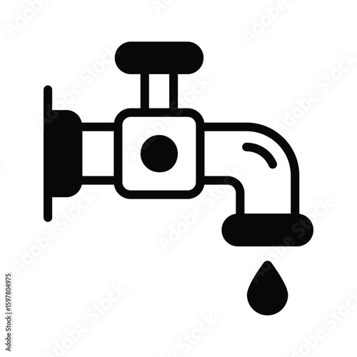 Sleek glyph style icon of metal water tap