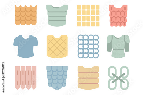 Medieval armor elements vector illustration design for educational and historical projects in flat style
