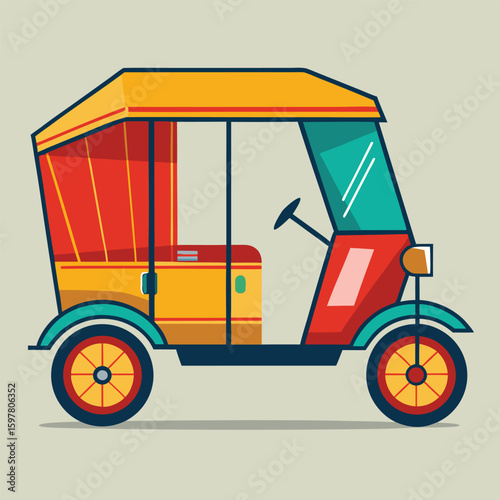 Colorful auto rickshaw vector illustration