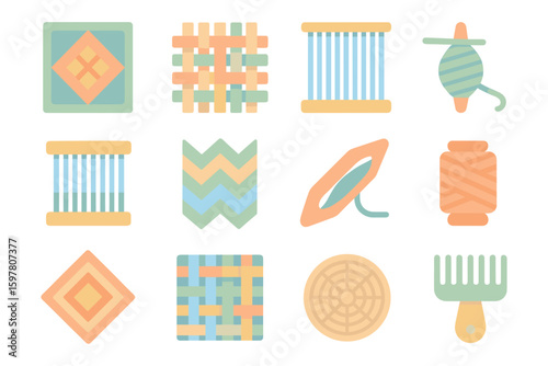 Textile craft elements vector illustration for design projects in flat style