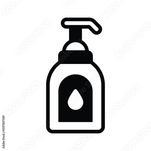 Sleek glyph icon of clear liquid soap container