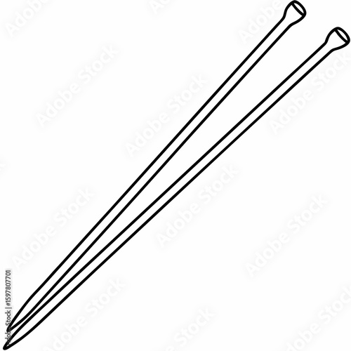 Pair of knitting needles on white background straight needles craft