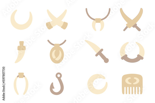 Primitive jewelry vector illustration design for print and poster in flat style