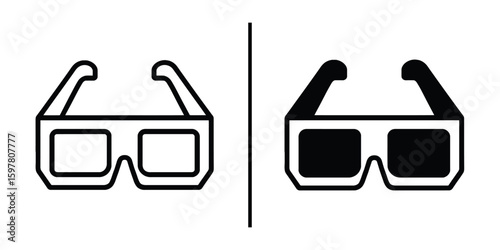 3D Glasses Icon: A set of 3D glasses icons in minimalist style, perfect for design elements, websites and user interface.
