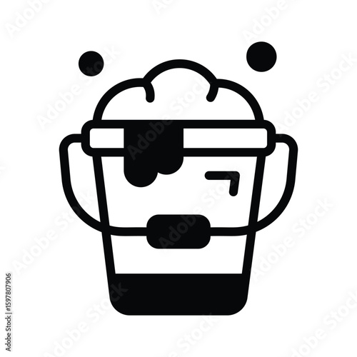 Ready to use glyph icon of steel water bucket