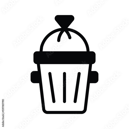 Handy glyph style icon of round garbage dustbin