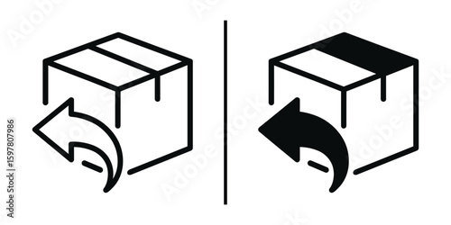 Box Return Icons: A set of clean, modern icons representing a box with a return arrow, signaling the easy process of returning goods.