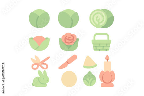 Spring garden elements vector illustration for design in flat style