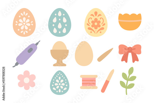 Easter egg decoration vector illustration - flat design for holiday craft projects