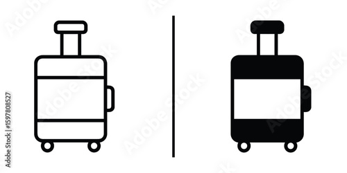 Travel Essentials: Dual illustration featuring a suitcase, conveying the essence of wanderlust, journey, and vacation, against a clean backdrop.