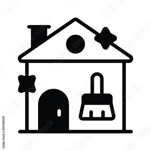 Easy to use glyph icon of modern home cleaning