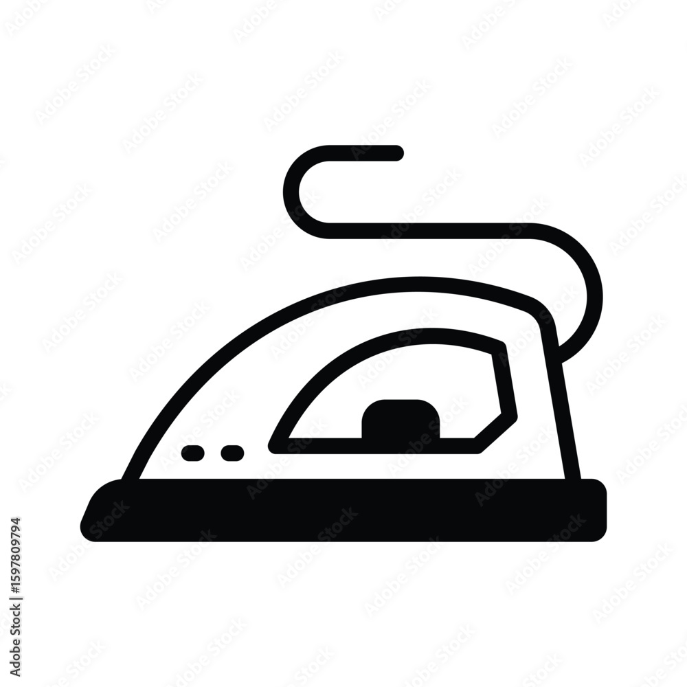 Sleek glyph icon of steam iron machine Sleek glyph icon of steam iron machine