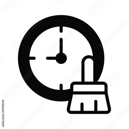 Trendy glyph style icon of laundry cleaning time