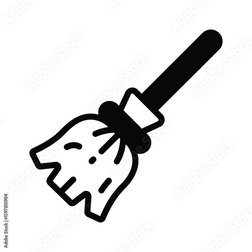 Modern glyph icon of traditional broomstick tool