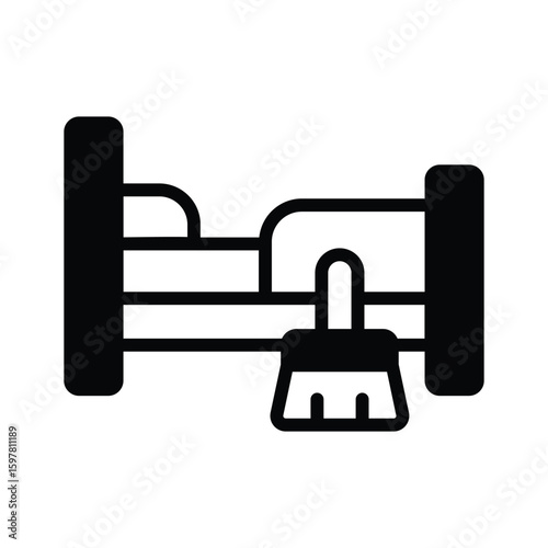 Handy glyph style icon of bedroom cleaning icon