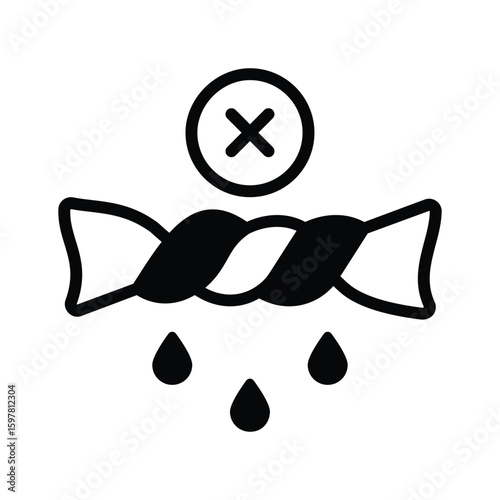 Sleek glyph icon of do not squeeze warning